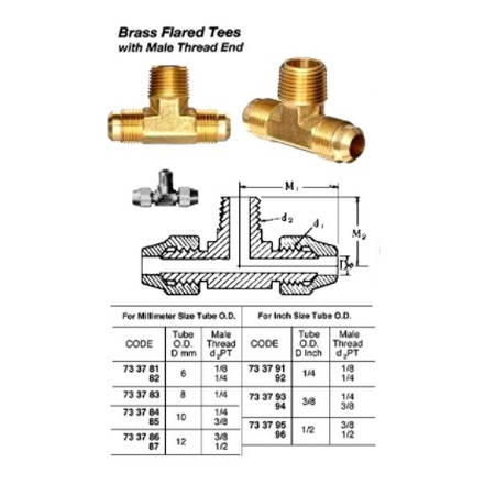 733781-733796 TEE FLARED MALE END BRASS