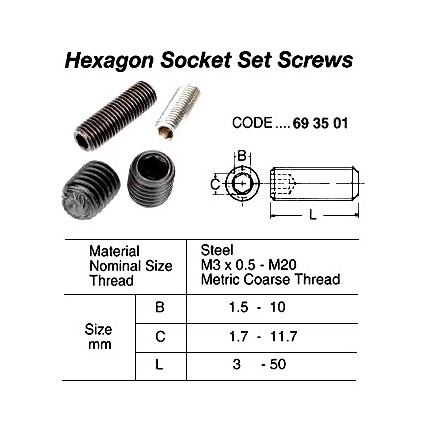 693501 SCREW SET HEXAGON SOCKET, WITH FURTHER DETAIL
