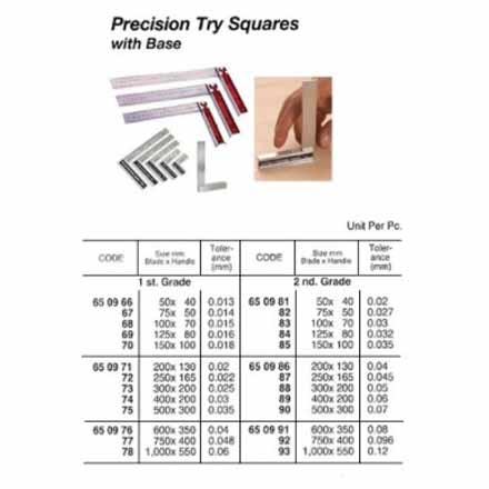 650981-650993 TRY SQUARE PRECISION WITH BASE, 2ND-GRADE