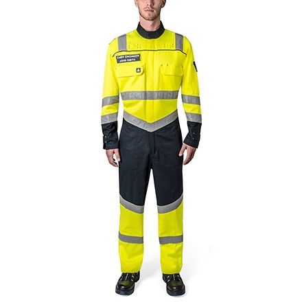 312465-312471 BOILERSUIT UV PROTCT HIGH, VISIBILITY YELLOW/NAVY