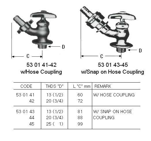 530143-530144 SILL-COCK WITH SNAP ON HOSE COUPLING